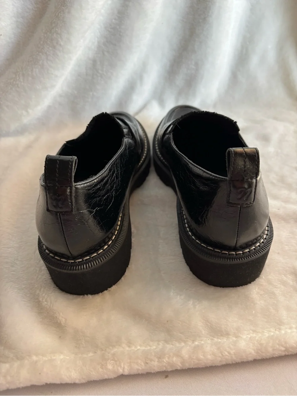 Naturalizer Shawna Leather Penny Loafers Lug Sole Black Size 8.5M
